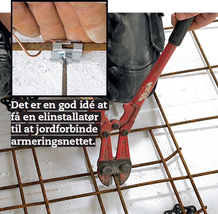 Gulvvarme beton: Det 6 mm tykke armeringsnet kan klippes over med en boltsaks