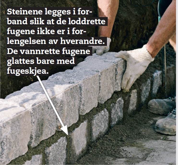 Flott hagemur i gatestein: mur i hagen