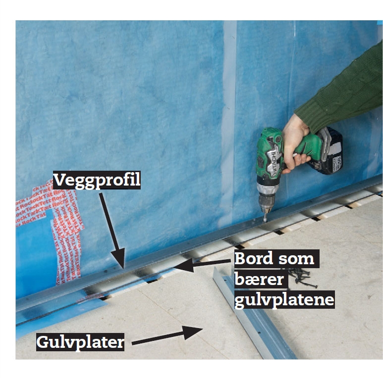 Utnytte knevegger: Skru fast et veggprofil til gulvet
