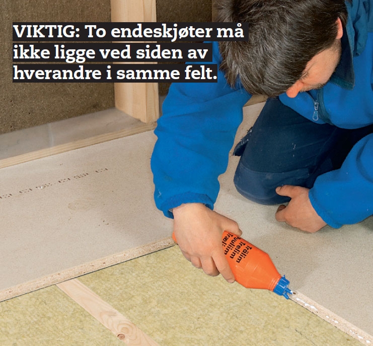 Det bærende gulvet skrus fast i bjelkene