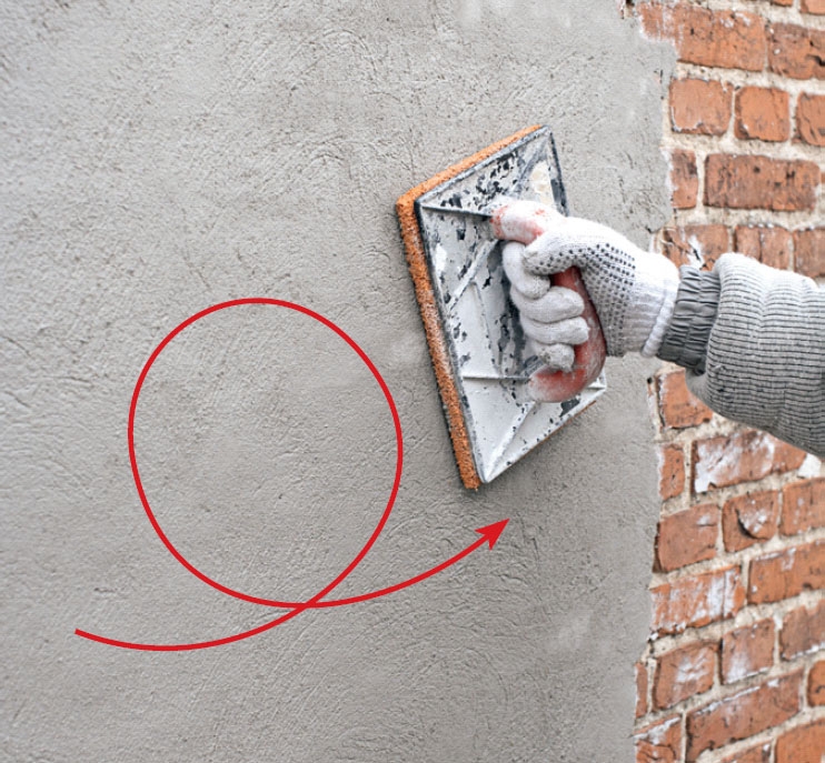 Putsa vägg: Arbetet fortsätter med en ganska mjuk filtbräda