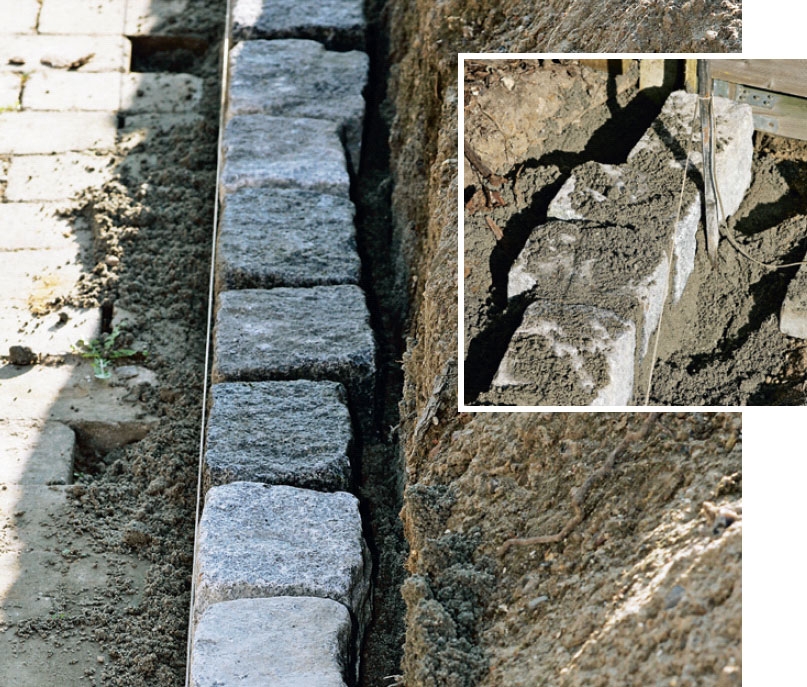 Snygg mur av gatsten: Gatstenarna har olika storlek.