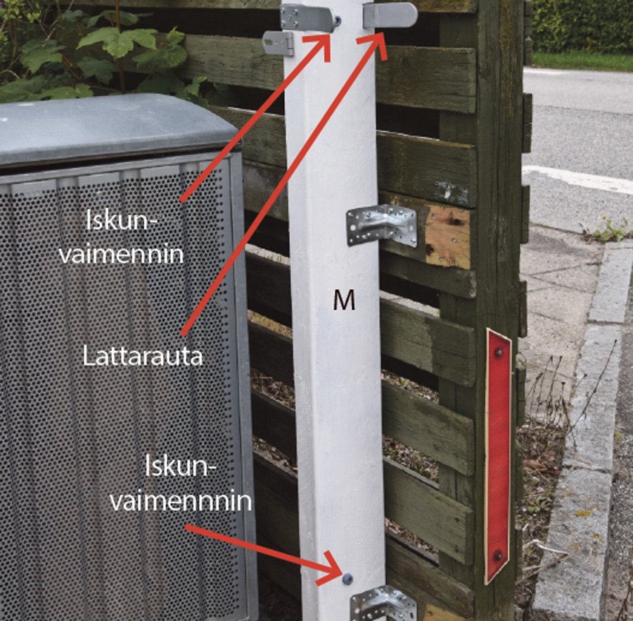 Liukuportti: Kiinnitä pielipuu aitaan.