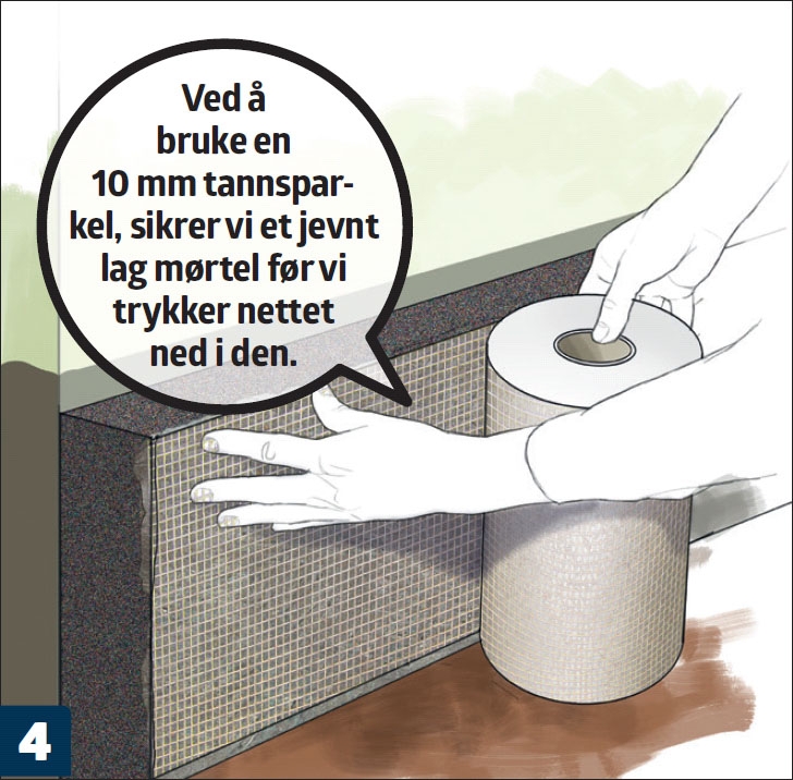 Kingspan isolasjon: Trykk armeringsnett inn i mørtelen