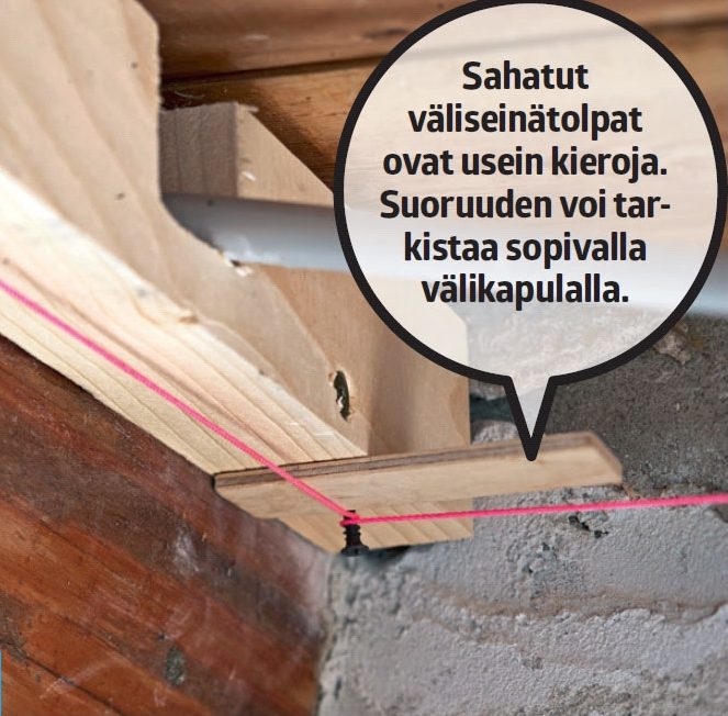 Uusi katto palkkien väliin: Tarkista tolpan suoruus