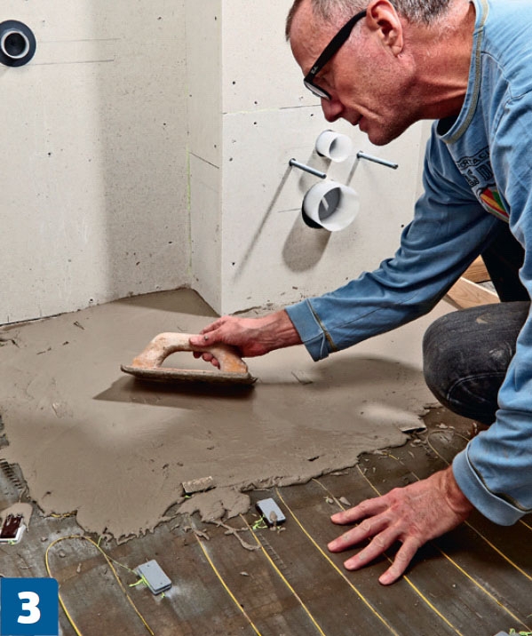 Kylpyhuoneen lattian kaadon teko