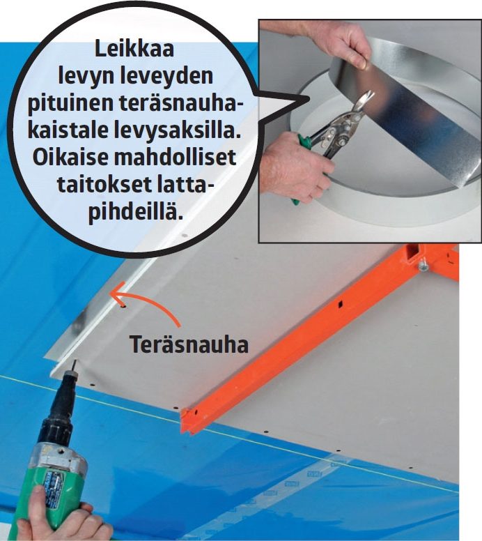 Kipsilevykatto: Vahvista lyhyitä reunoja teräsnauhalla