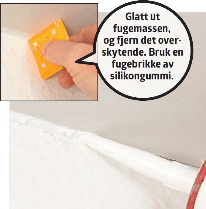 Montere gipsplater i tak: Tett sprekken hele veien langs veggen