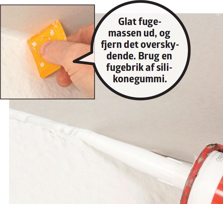 Gipsloft på profilbrædder: Luk sprækken hele vejen rundt langs væggen