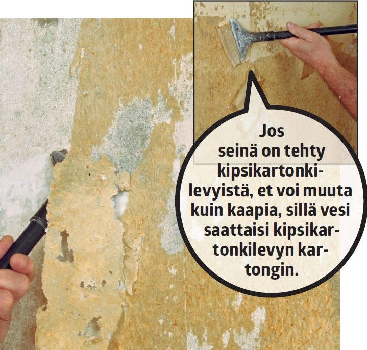 Näin poistat paperitapetin - Tapettijäänteet on helppo kaapia pois vartin