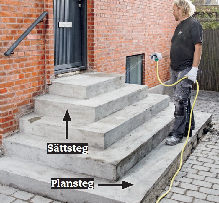 Klinker trappa: Fukta betongen