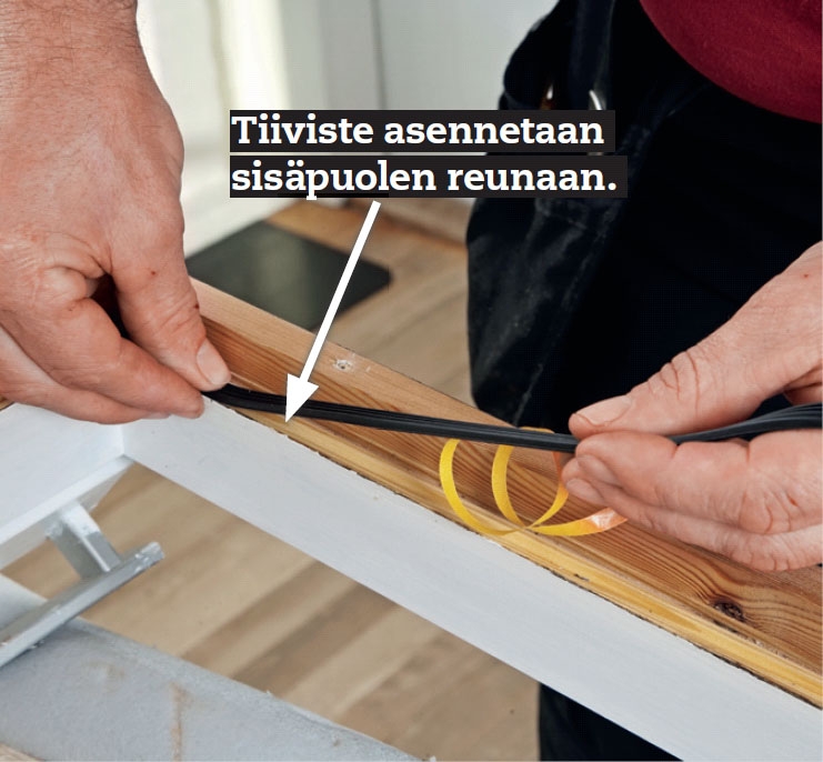 Asenna uusi 3 mm:n tiiviste-nauha.