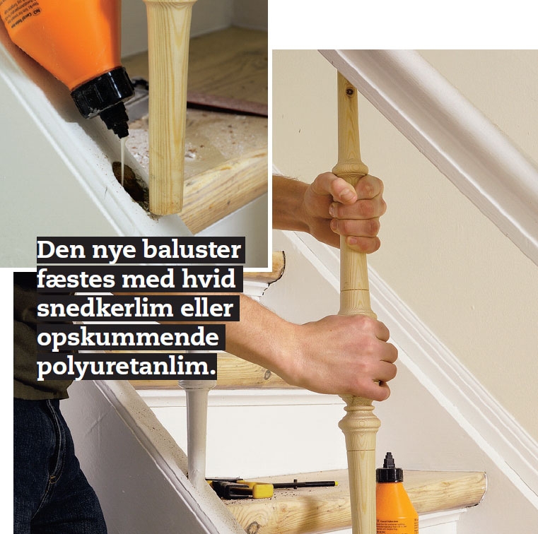 Gelænder til trappe indendørs træ