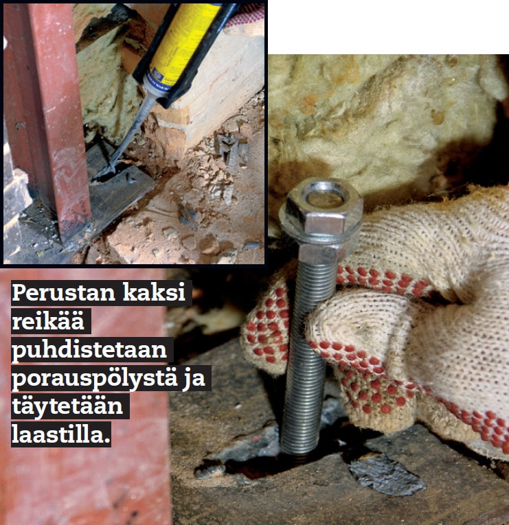 Perustan reiät ja kantavan seinän purkaminen