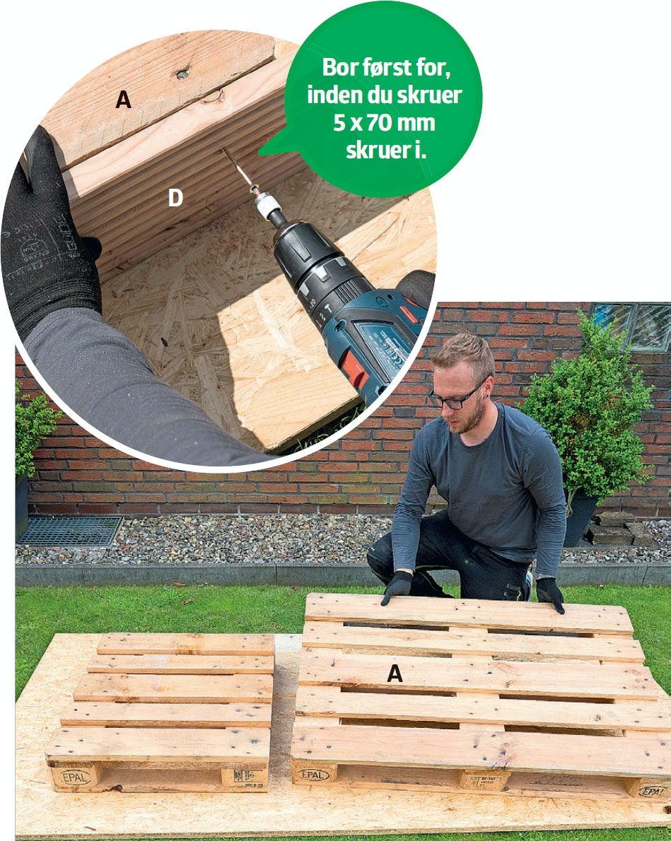 Byg brændeskur af paller: Placér pallerne