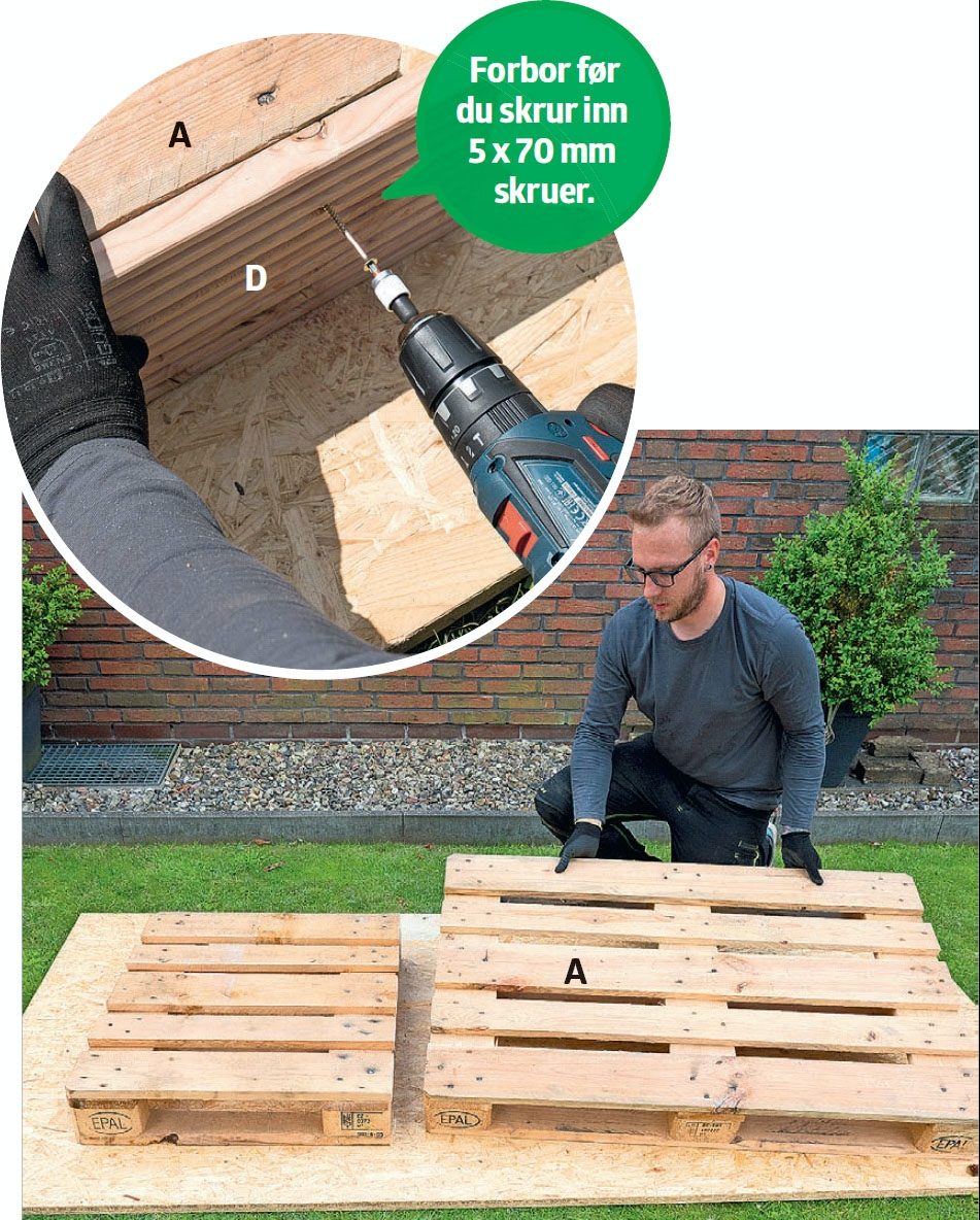 Bygge vedskjul: Plasser pallene