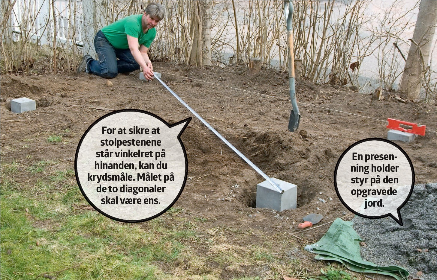 Kompostbeholder: Stolpestenene er en nem måde at lave fundamenter til dine stolper.