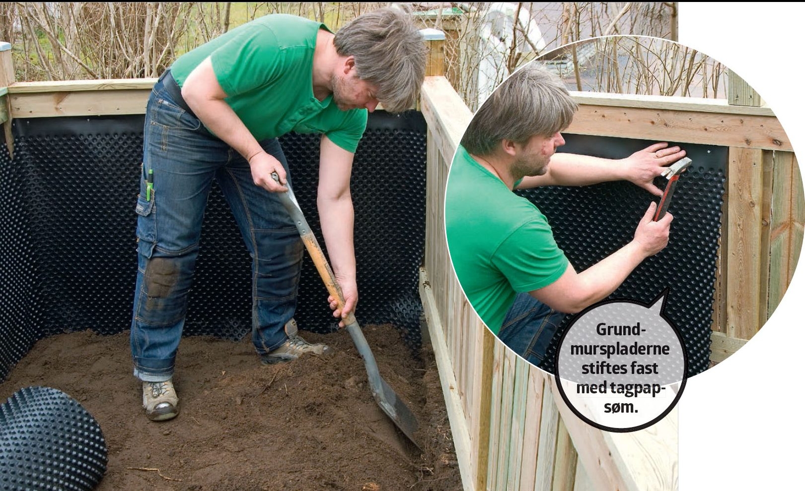 Kompostbeholder: Beklæd indersiden med vandtætte plader.