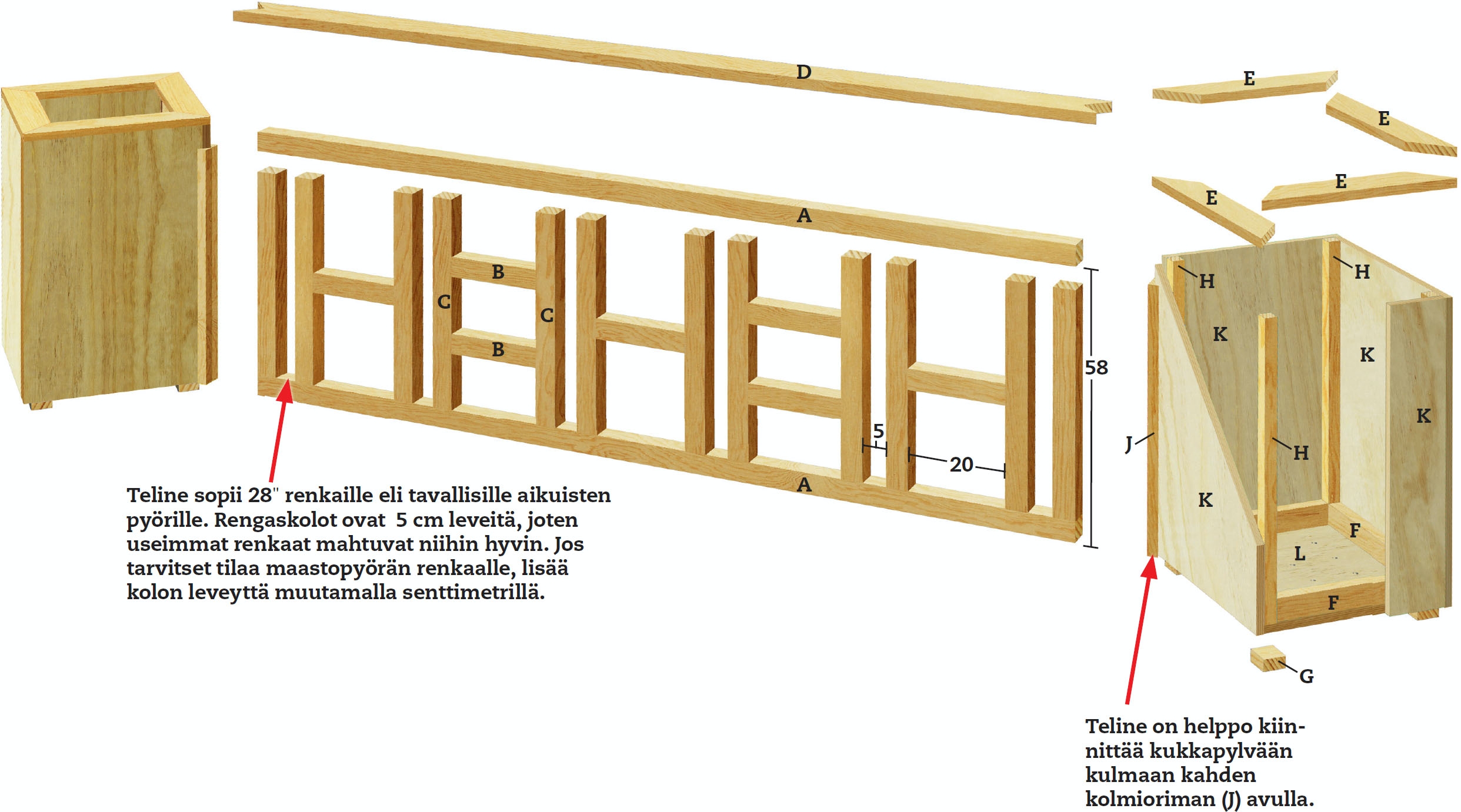 Puiset kukkapylväät Piirustus
