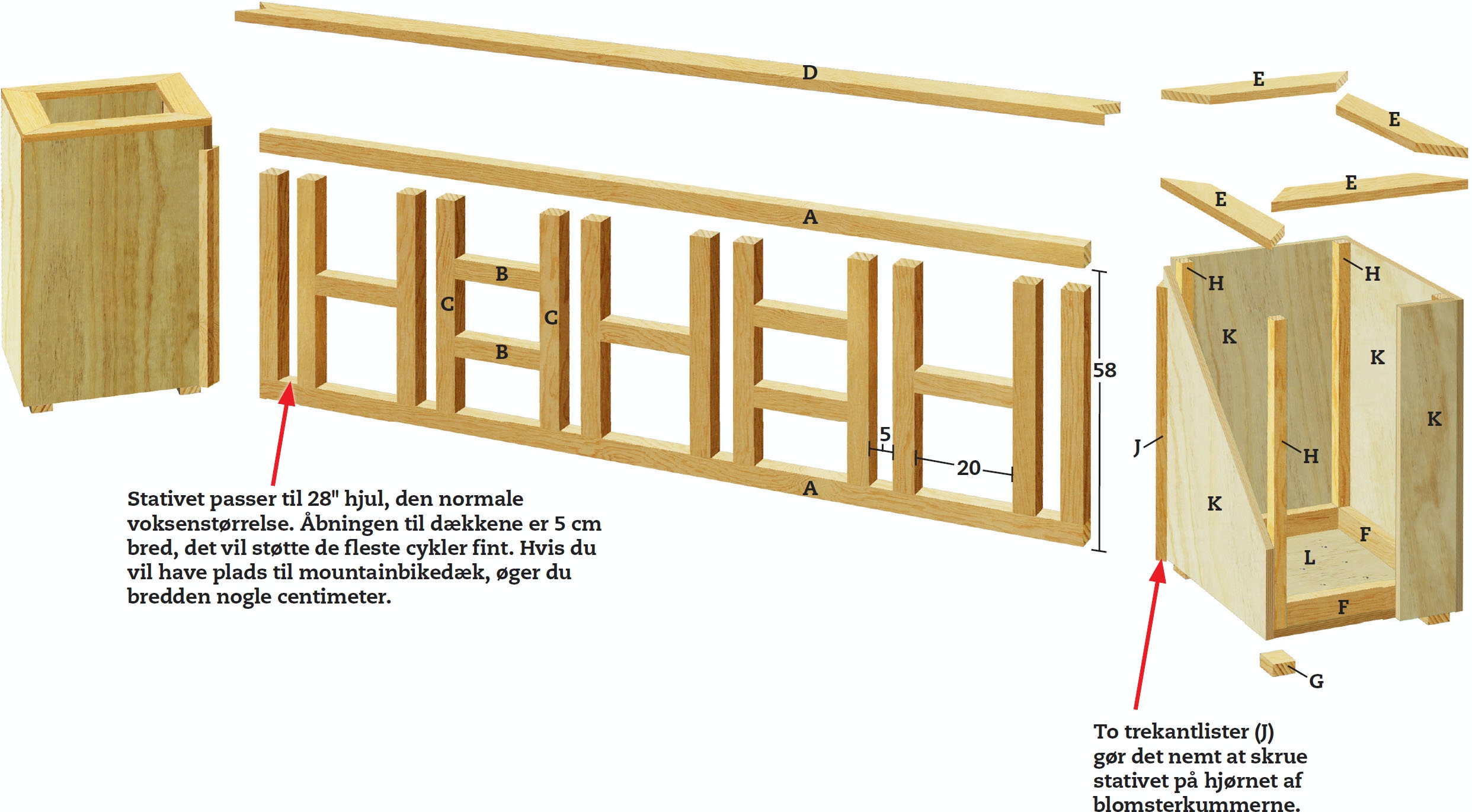 Cykelstativ 6 cykler: Tegning