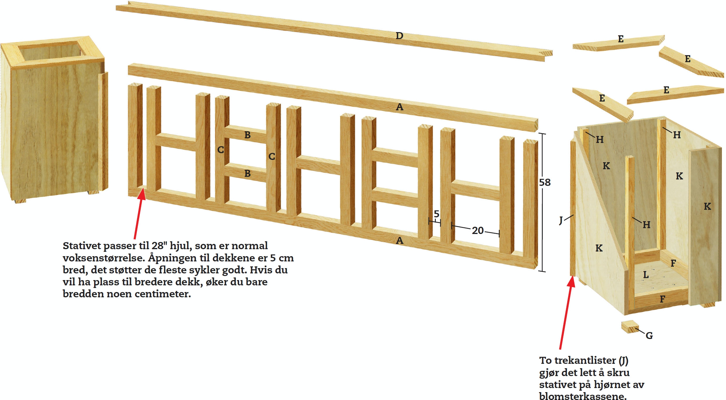 Hjemmelaget sykkelstativ: Tegning