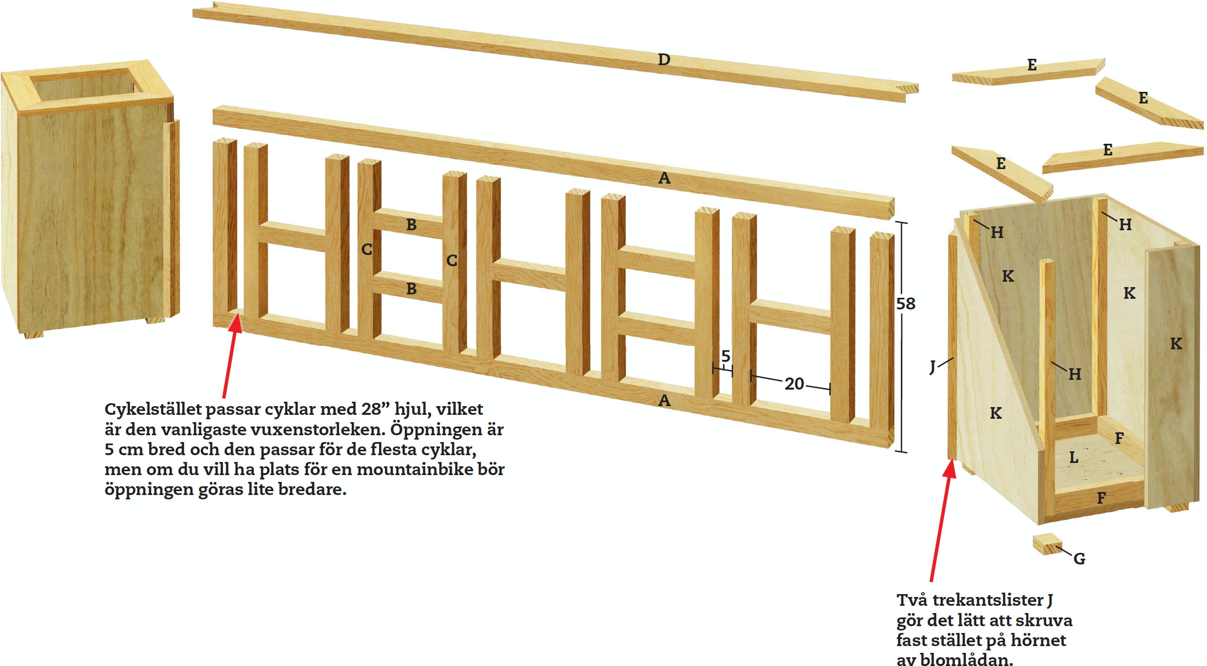 Cykelställ trä ritning