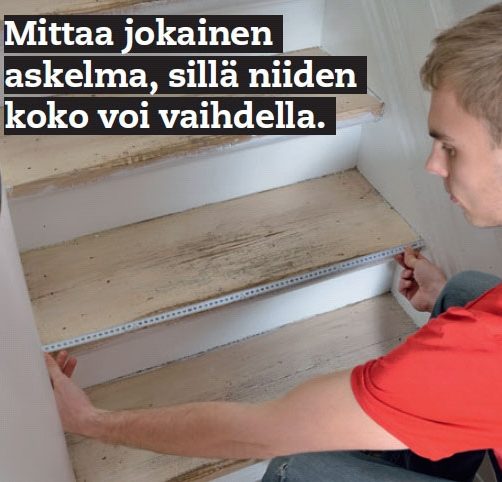 Vanhojen portaiden päällystäminen: Mittaa askelmat