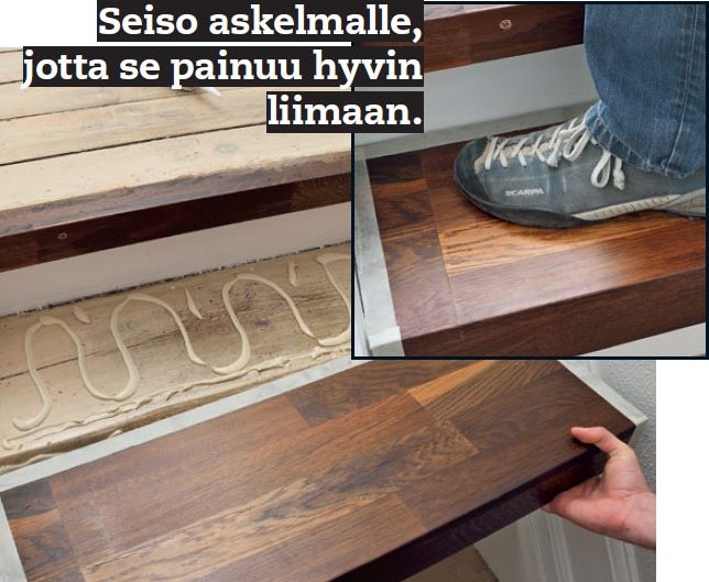 Vanhojen portaiden päällystäminen: Liimaa askelmat