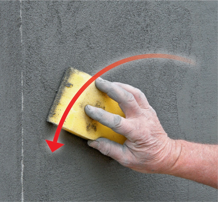 Sokkelin eristys: Tasoita ja silota pinta, kun laasti on ”sormikuivaa”, mikä tapahtuu noin 30 minuutissa