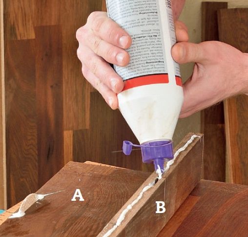 Nye trappetrin i træ: Kom trælim i de fræsede riller