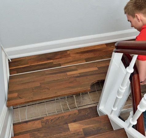 Nye trappetrin i træ: Skub pladerne sammen