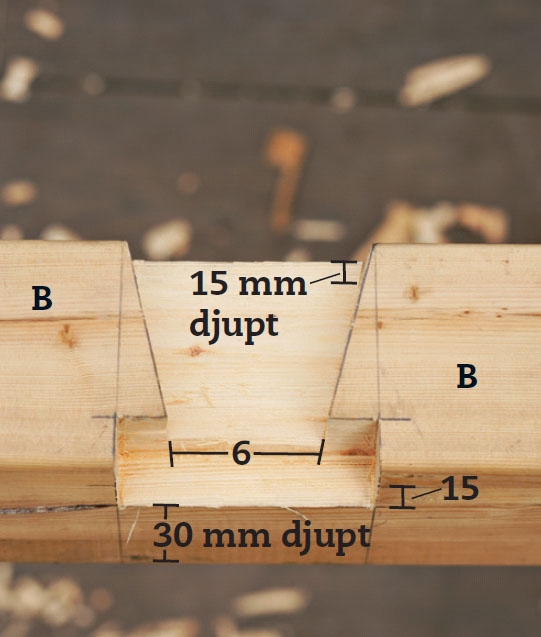 Segelduk: Urtaget i överliggaren ser ut så här.