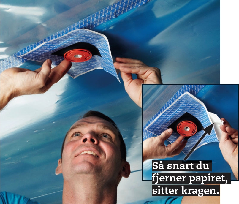 Gipse tak: Så føres lampeuttakene ut gjennom folien