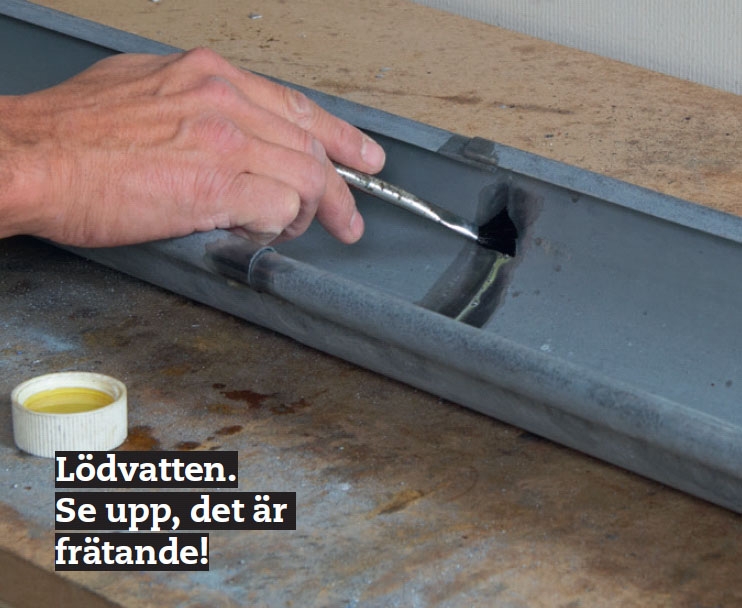 Lödning av hängrännor av zink