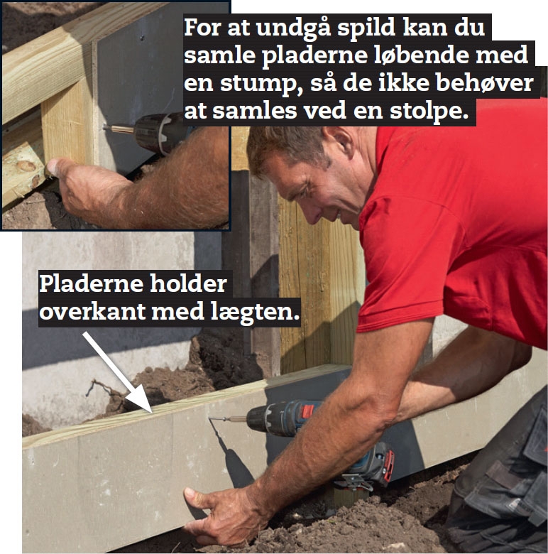 Støjhegn: Monter sokkelpladerne.