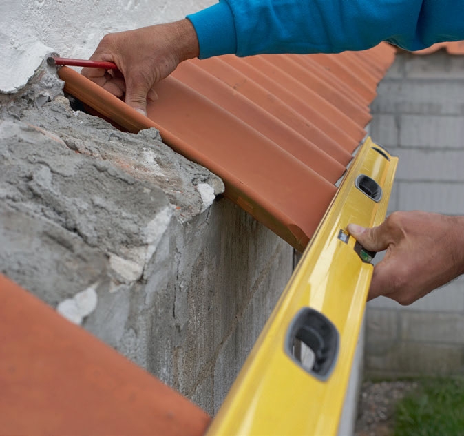 Sjekk at teglsteinene passer og havner på linje