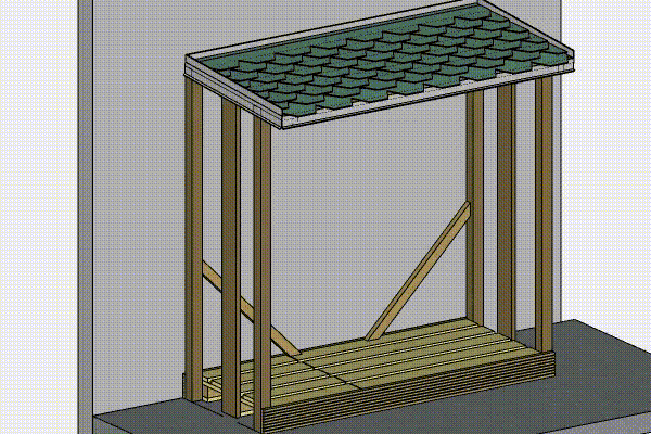 Brændeskur af paller: 3D-model