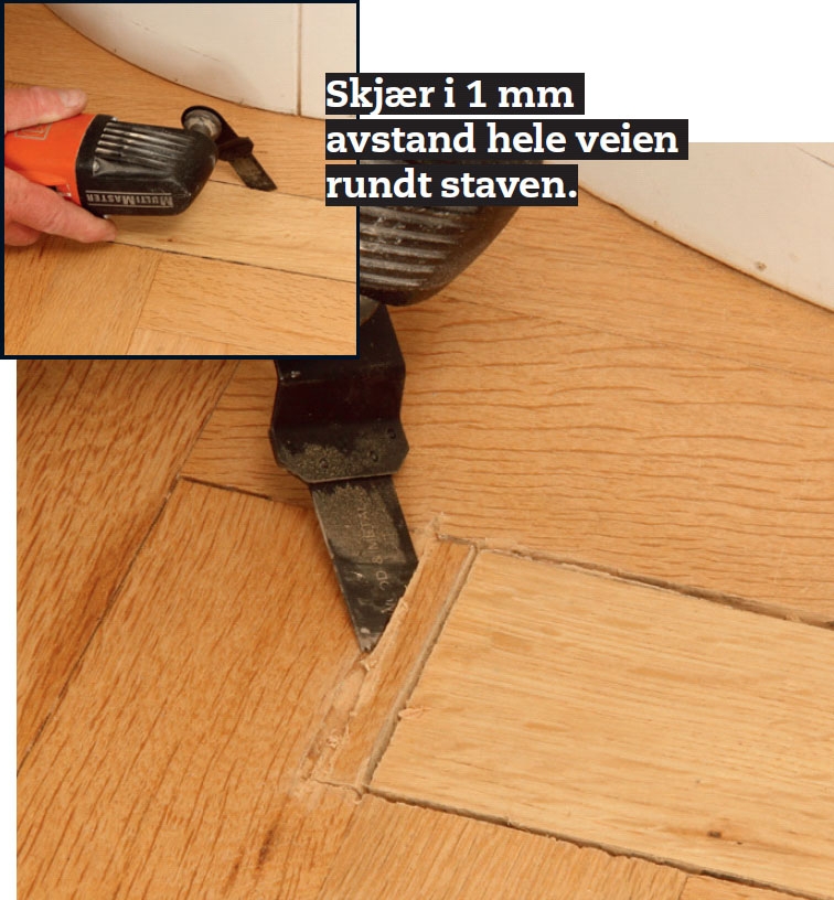 Utskifting av staver i parkettgulv