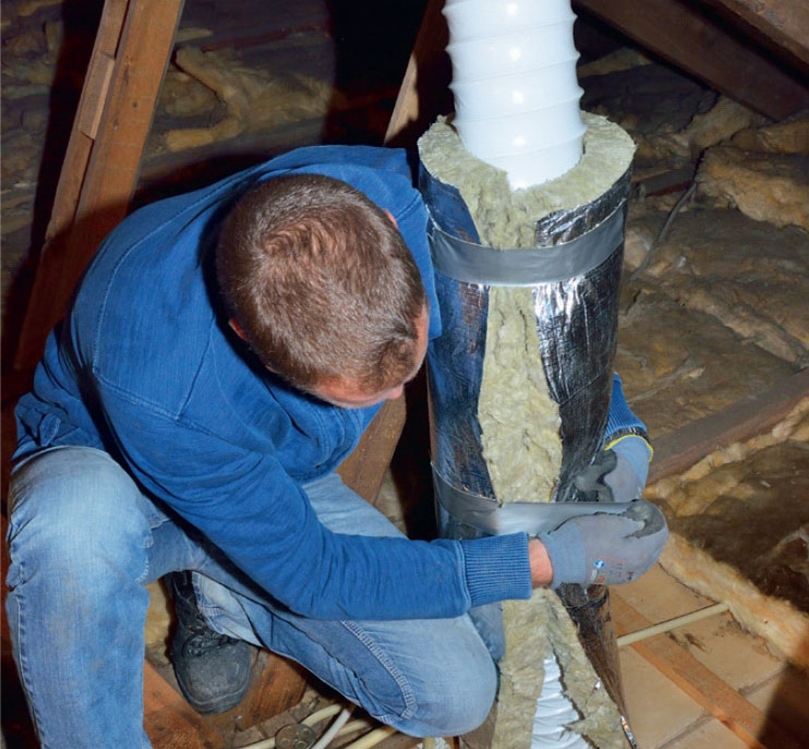 Kondens ventilation: Förslut isoleringen med vävtejp