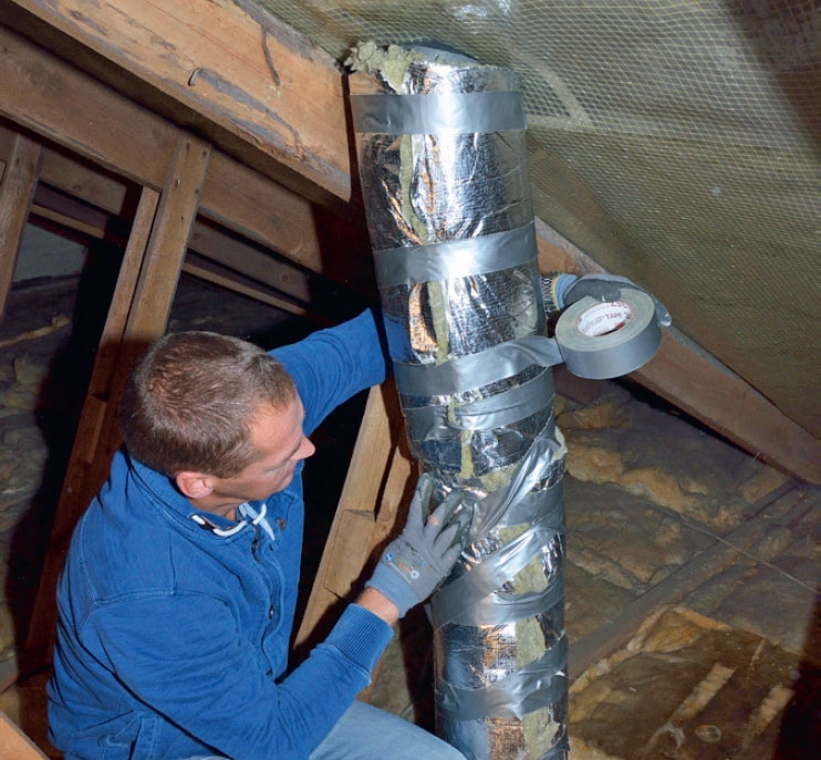 Isolasjon ventilasjonsrør: Tett overgangen som før med gaffateip