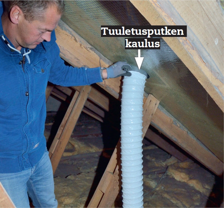 Ilmastointilaitteen poistoputki: Vedä flex-putki pitkäksi