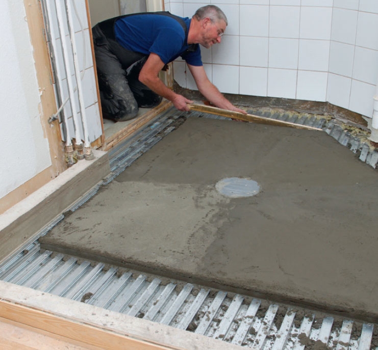 Støpe badegulv