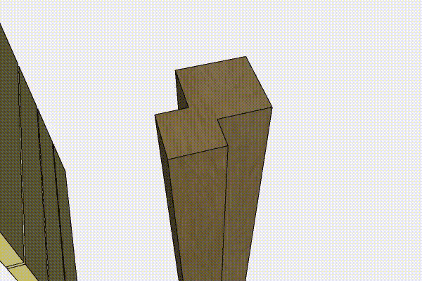 3D-modell: Stolpene til stor putekasse skjæres ut