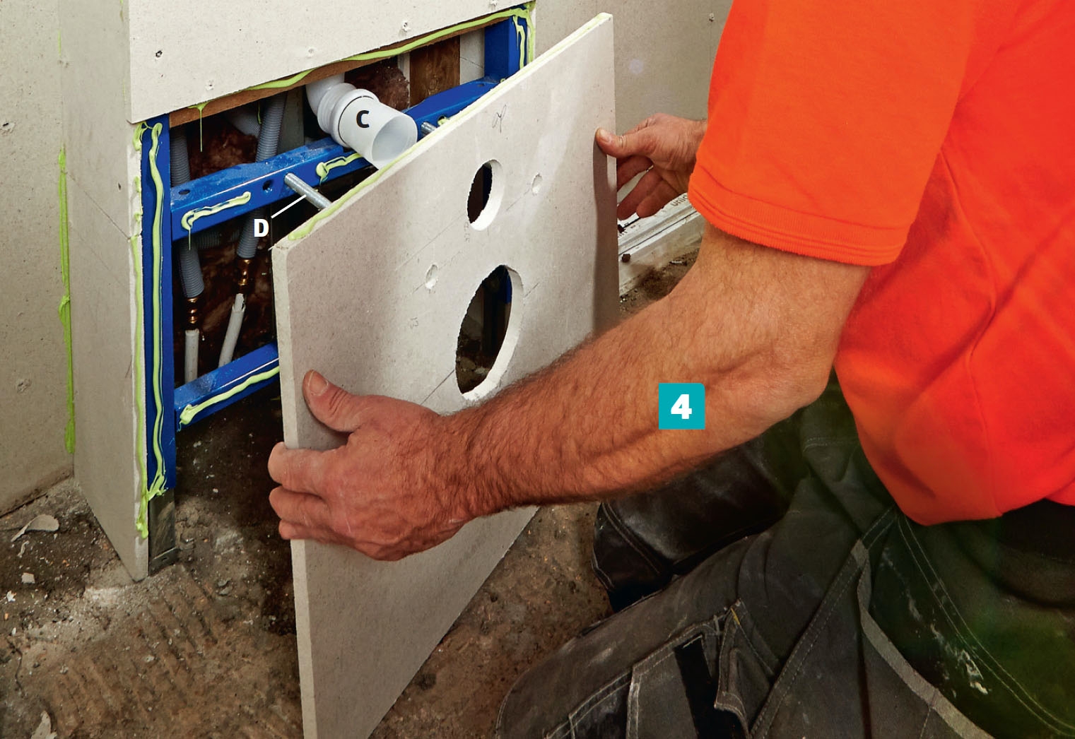 Væghængt toilet montering