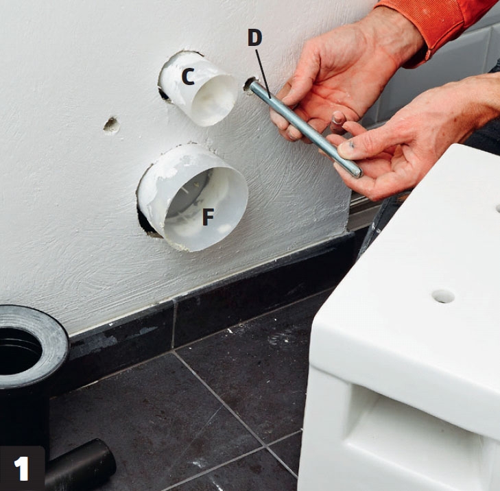 Væghængt toilet montering