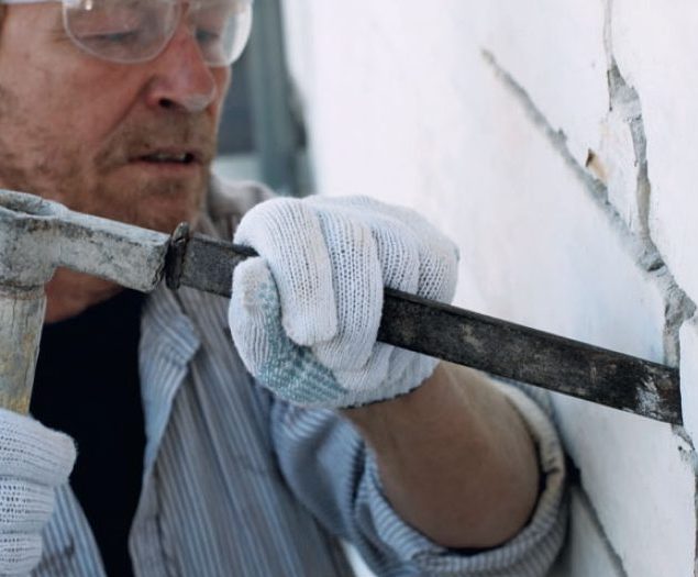 Sprickor i tegelväggar: Ta bort bruket från fogarna