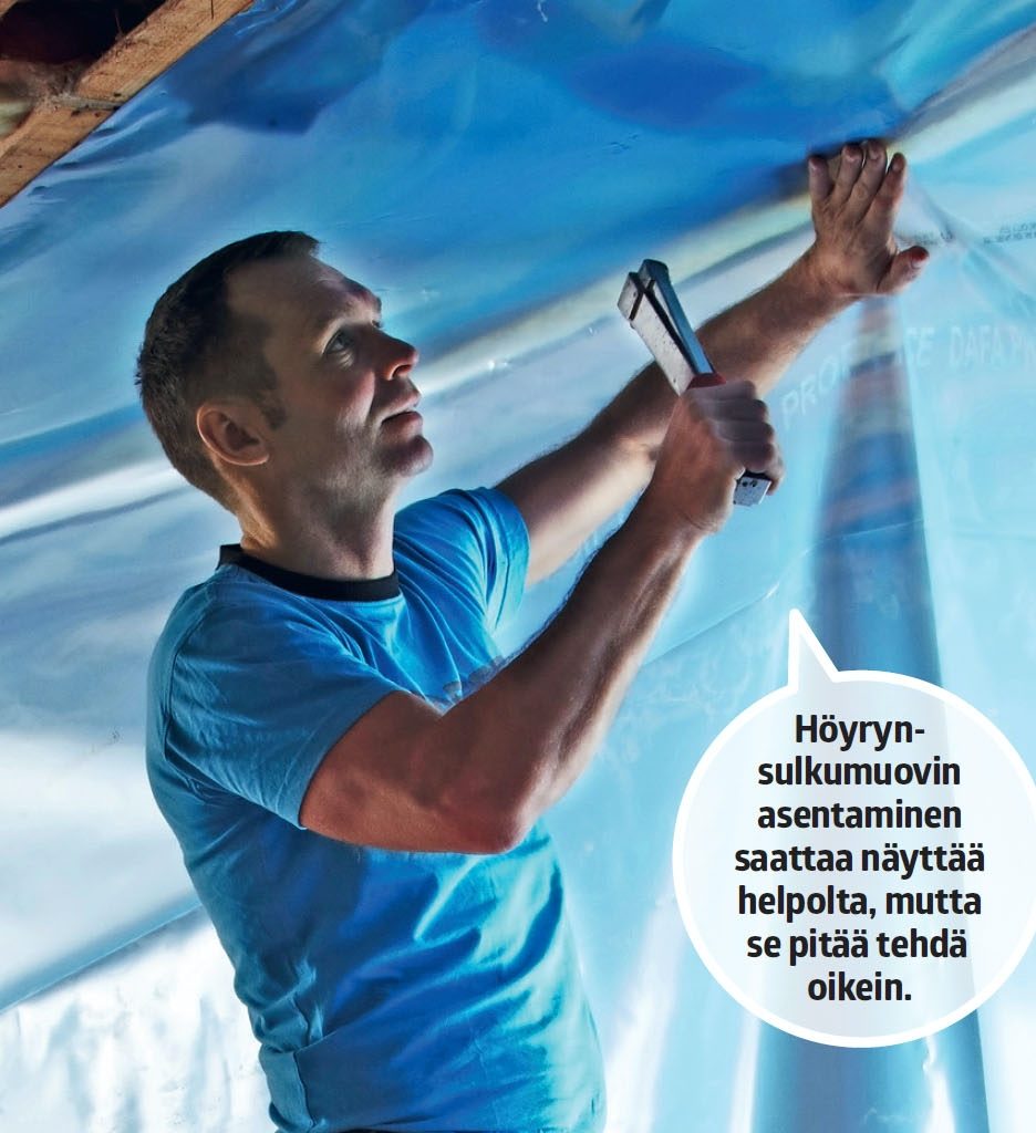 Kiinnitä muovi niiteillä koolauslautoihin