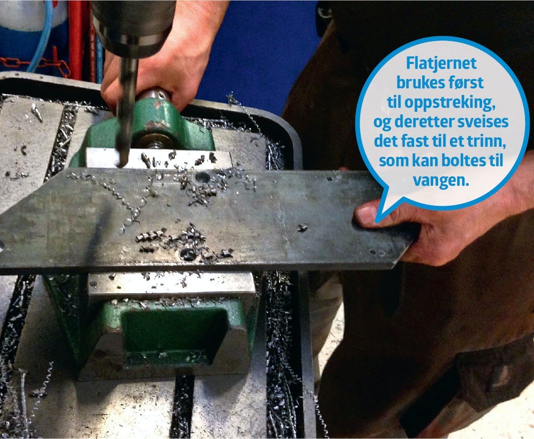 Svevende trapp: Et kraftig stykke flatjern