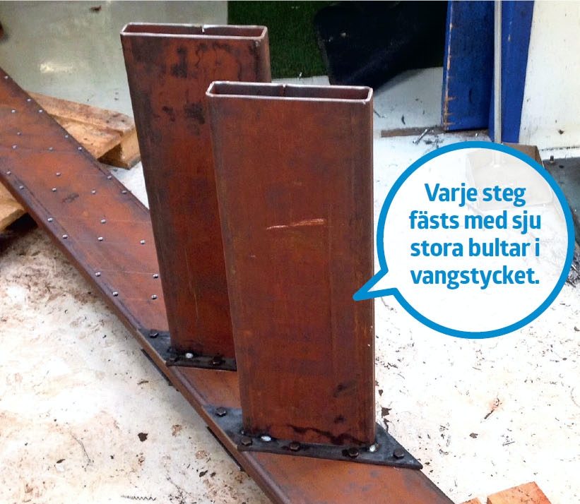 Svävande trappa: Varje steg är fastsvetsat