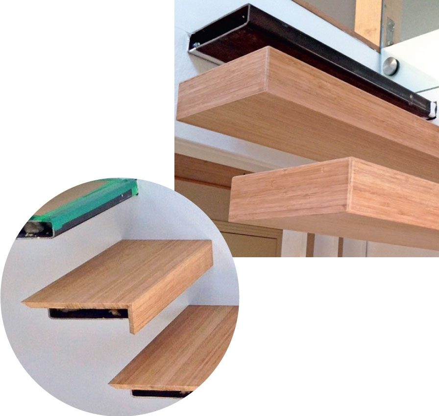 Svävande trappa: Varje trappsteg kläs in